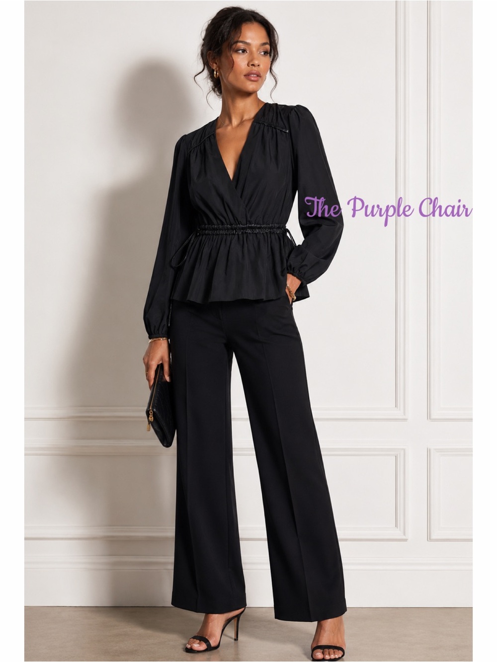 10 CROSBY DEREK LAM NWT Black Dominica Faux Leather Trim Poplin Top 8